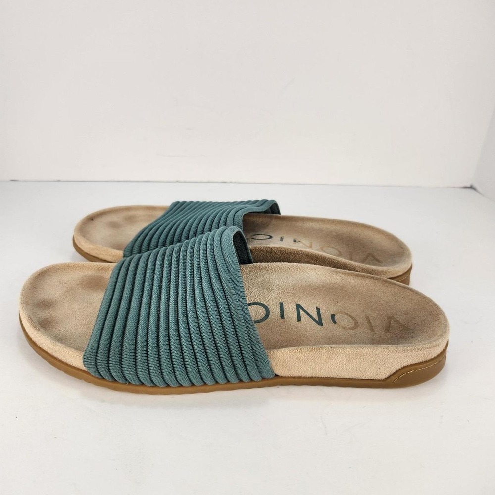 Vionic Teal Ribbed Slide Sandals - Picture 2 of 6